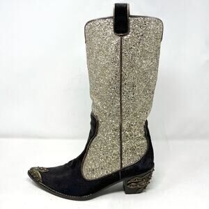 Rare Giuseppe Zanotti Glitter & Pony Hair Western Boots – Vicini, Size 9.5